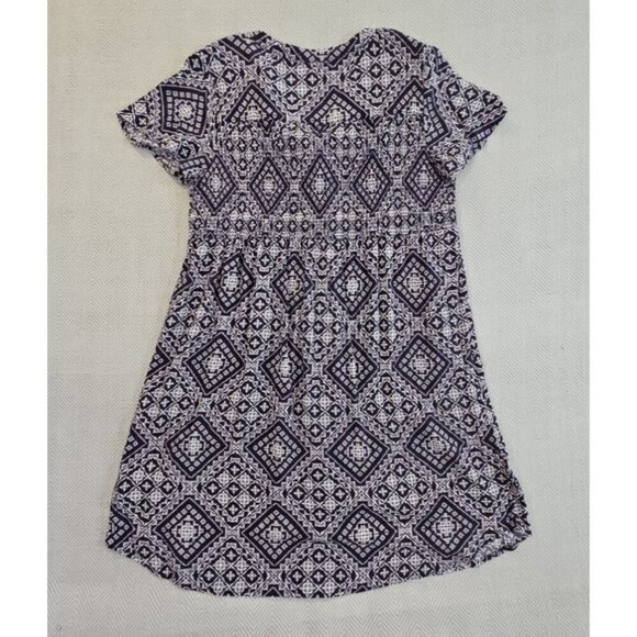 Kate and Sam Midi Dress Navy White Button Up Elastic Waist  Size Medium EUC LN - Picture 12 of 16